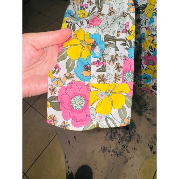 Talbots Bright Floral Button-Down Shirt L 100% Cotton Multi-Color Sustainable - Picture 9 of 11